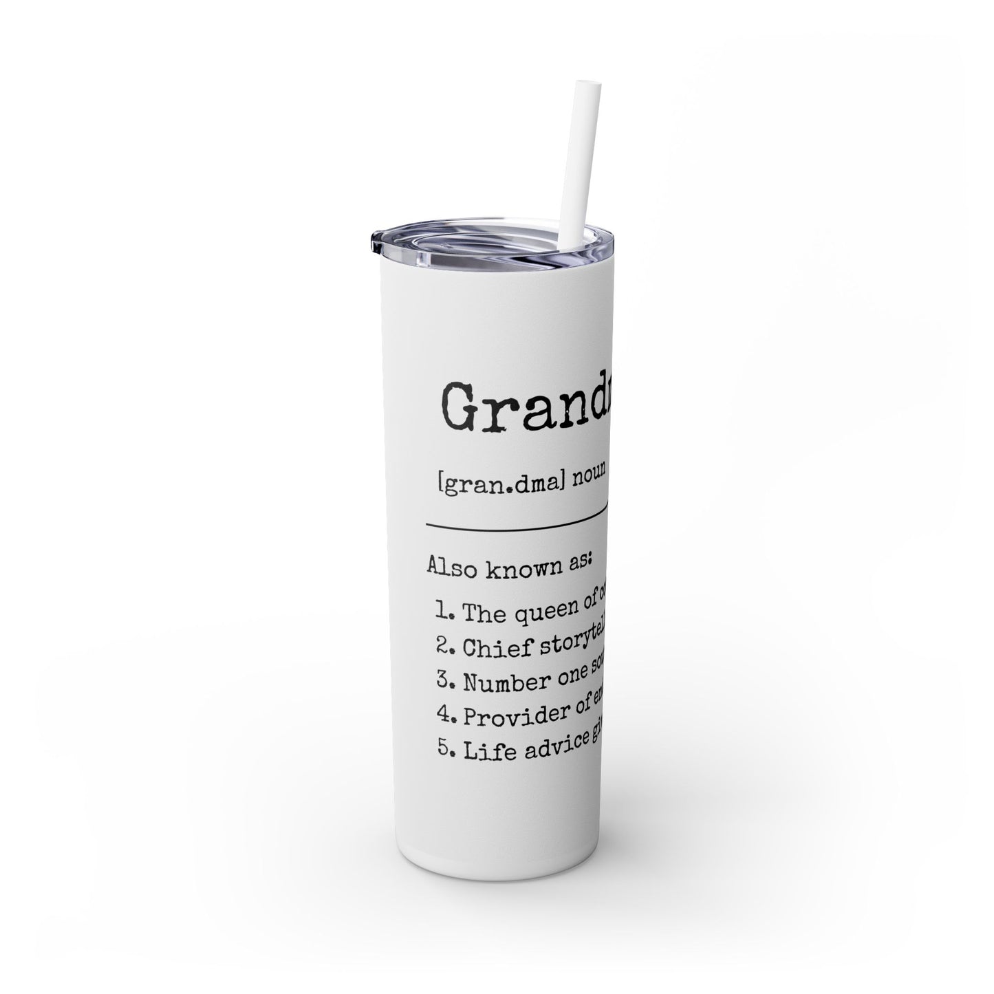 Skinny Tumbler with Straw, 20oz - Grandma